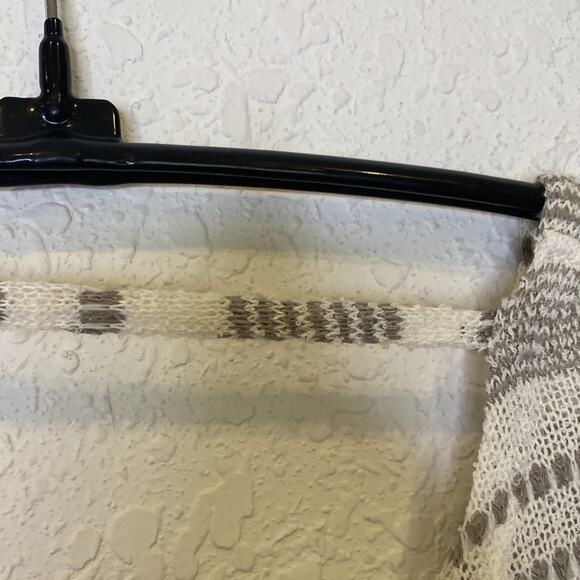 Charming Charlie Lightweight Striped Pullover Sweater Open Twisted Back Sz M - Picture 4 of 10